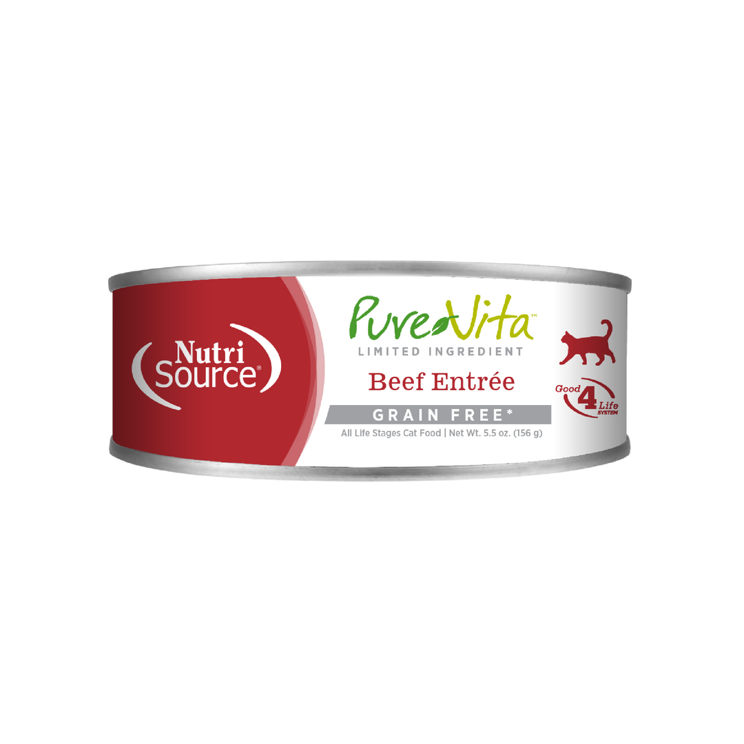 NutriSource PureVita - Entrée au Boeuf - Nourriture Humide Sans Grains à Ingrédients Limités pour Chats