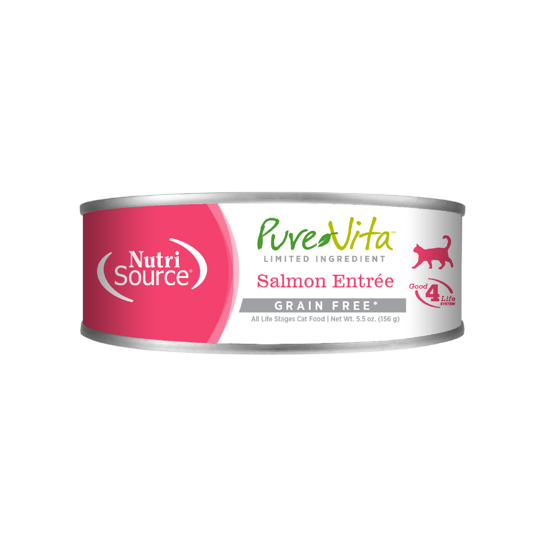 NutriSource PureVita - Entrée au Saumon - Nourriture Humide Sans Grains à Ingrédients Limités pour Chats
