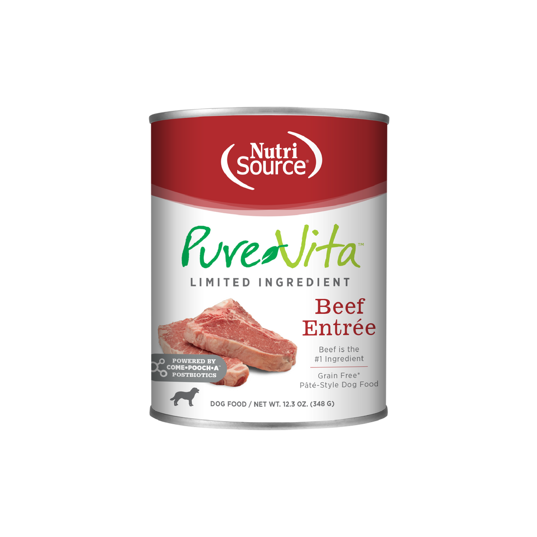 NutriSource PureVita - Pâté de Boeuf - Nourriture Humide Sans Grains à Ingrédients Limités pour Chiens