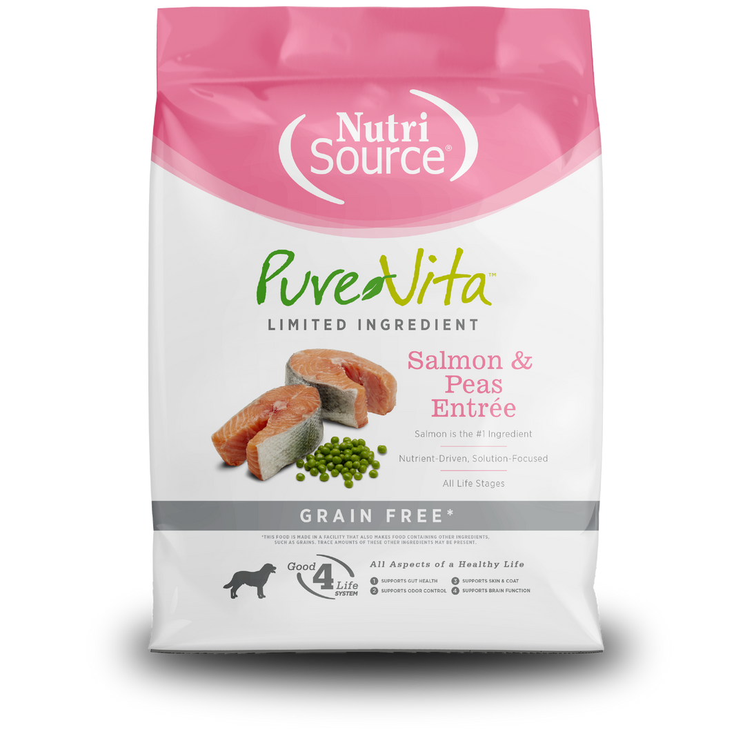 NutriSource PureVita Sans Grains - Saumon et Pois - Nourriture Sèche à Ingrédients Limités pour Chiens