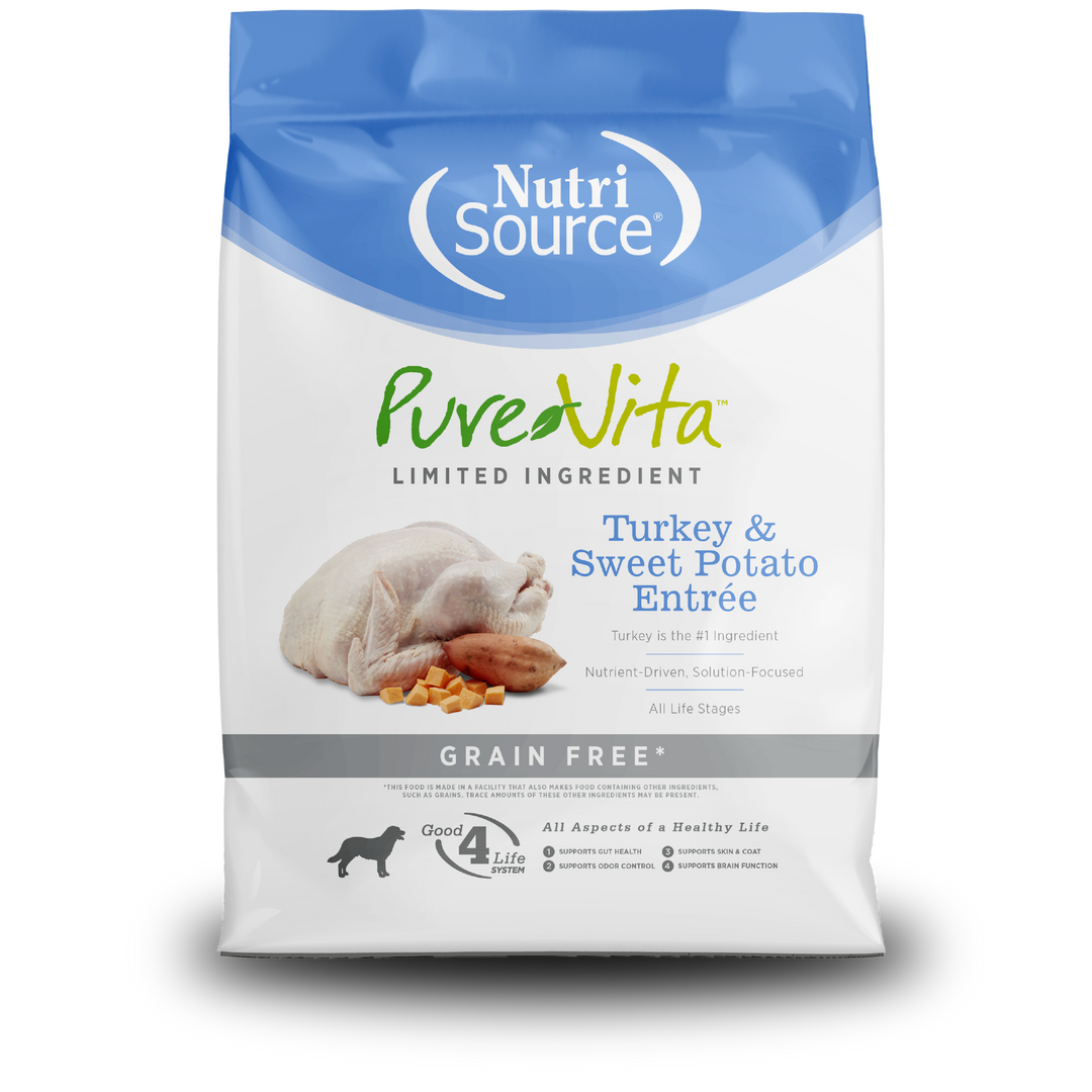 NutriSource PureVita Sans Grains - Dinde et Patates Douces - Nourriture Sèche à Ingrédients Limités pour Chiens