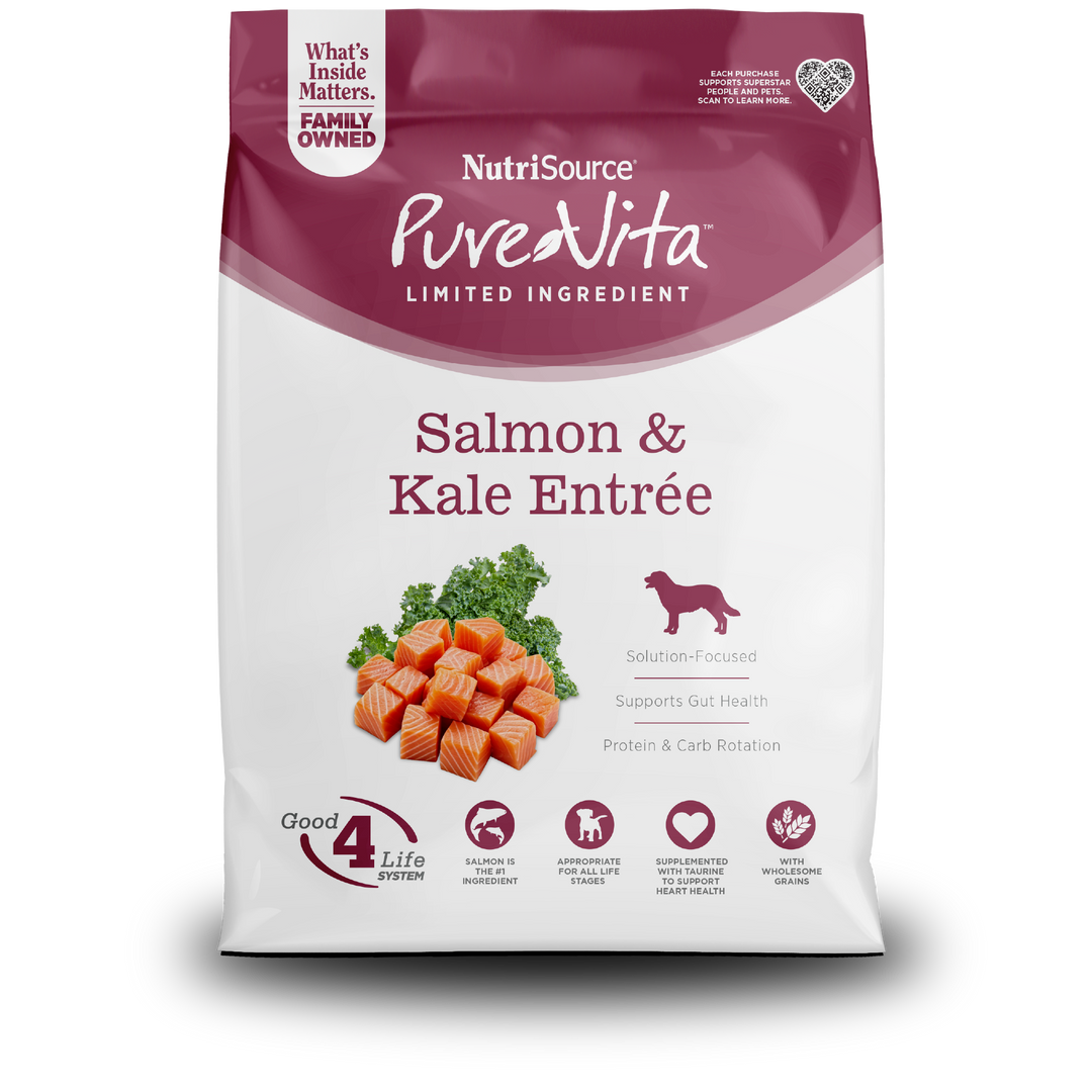 NutriSource PureVita - Chien Saumon et Chou Frisé - Nourriture Sèche à Ingrédients Limités pour Chiens