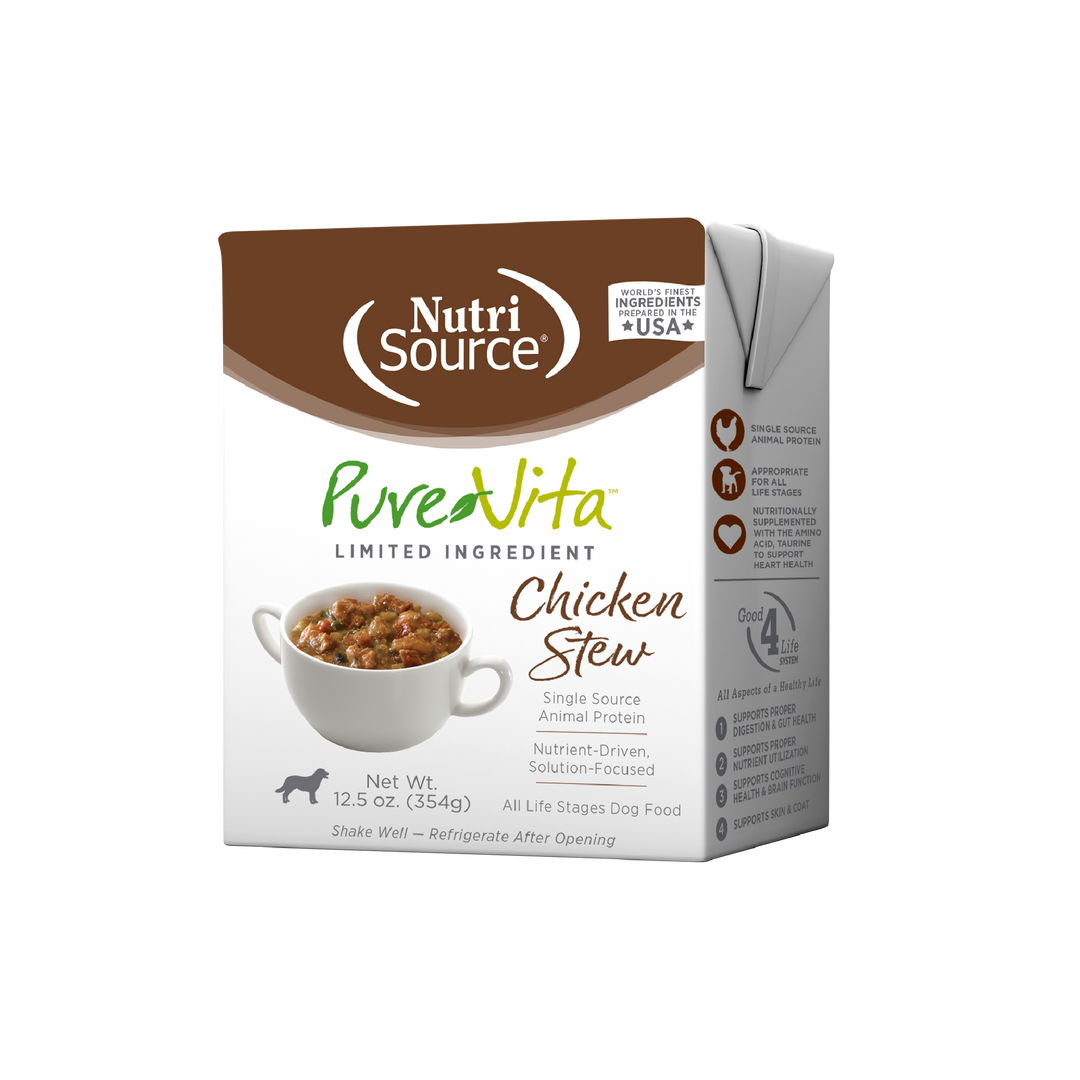 NutriSource PureVita - Ragoût de Poulet - Nourriture Humide à Ingrédients Limités pour Chiens en Tetra Pak