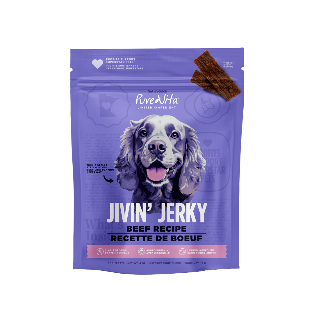 NutriSource PureVita - Jerky de Boeuf - Gâteries Tendres à Ingrédients Limités pour Chiens