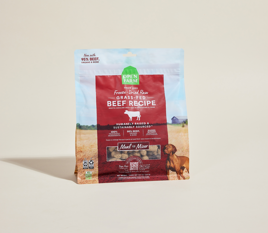 Open Farm - Chien Boeuf Nourri à l'Herbe - Nourriture Sèche Lyophilisée Sans Grains pour Chiens