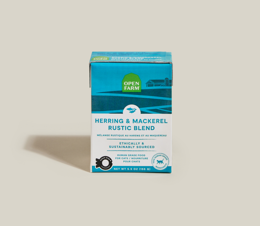 Open Farm - Mélange Rustique de Hareng et Maquereau - Nourriture Humide Sans Grains pour Chats en Tetra Pak