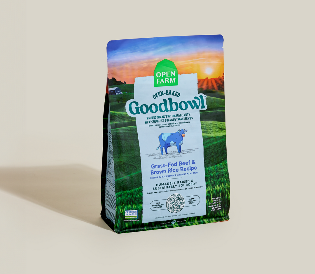 Open Farm Goodbowl - Boeuf Nourri à l'Herbe et Riz Brun - Nourriture Sèche Cuite au Four pour Chiens