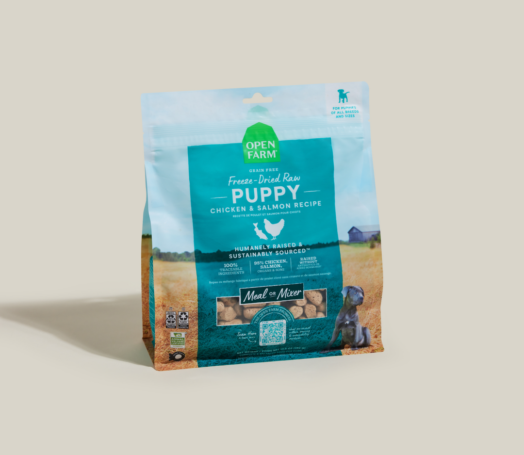 Open Farm - Chiot Poulet et Saumon - Nourriture Sèche Lyophilisée Sans Grains pour Chiens