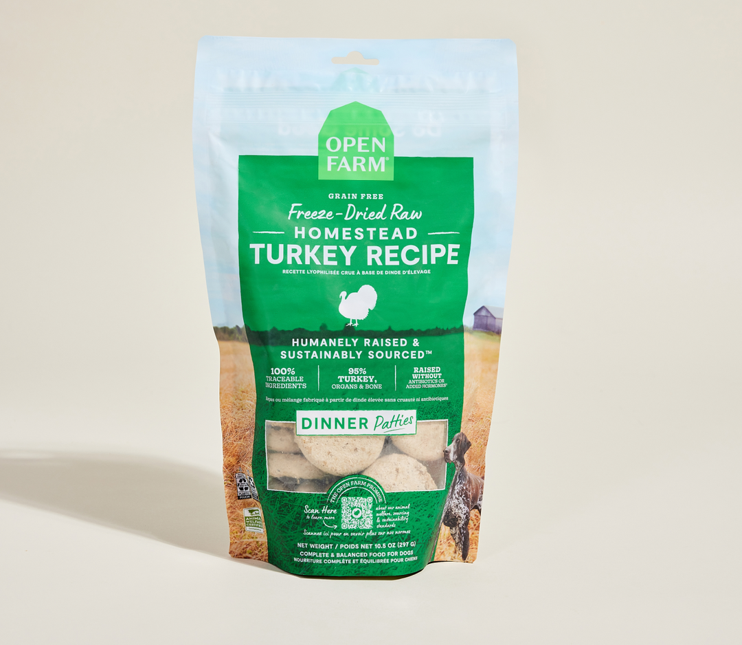 Open Farm Lyophilisé - Galettes de Dinde d'Élevage - Nourriture Sèche Sans Grains pour Chiens