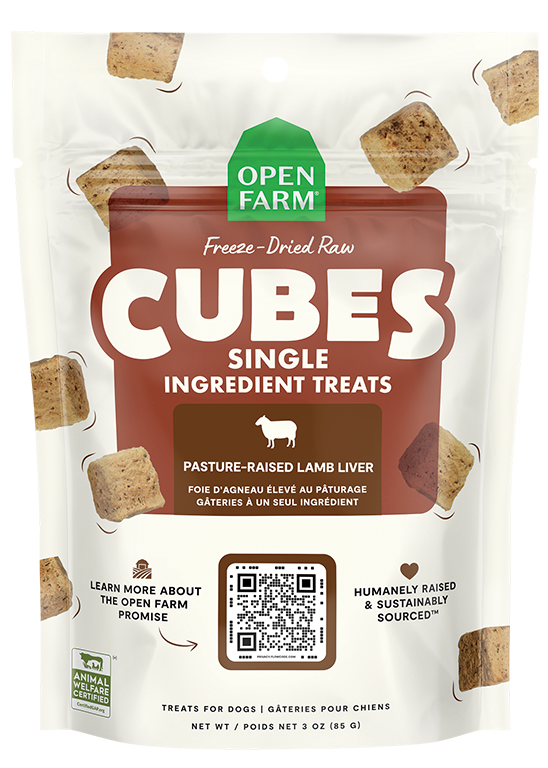 Open Farm Cubes - Foie d'Agneau Élevé au Pâturage - Gâteries Lyophilisées en Cubes pour Chiens