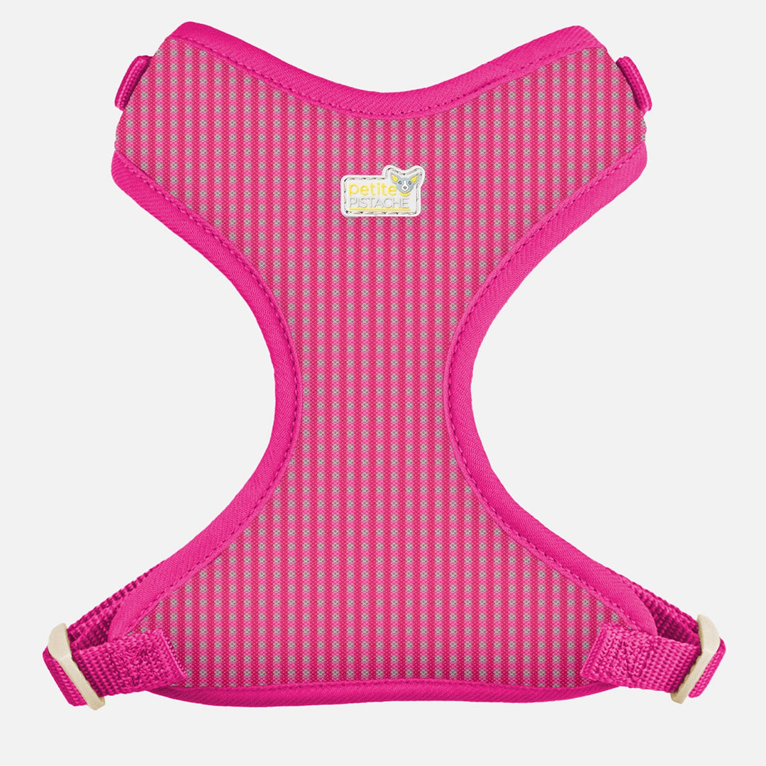PETITE PISTACHE Harnais Filet Motif Plaid Rose XXS