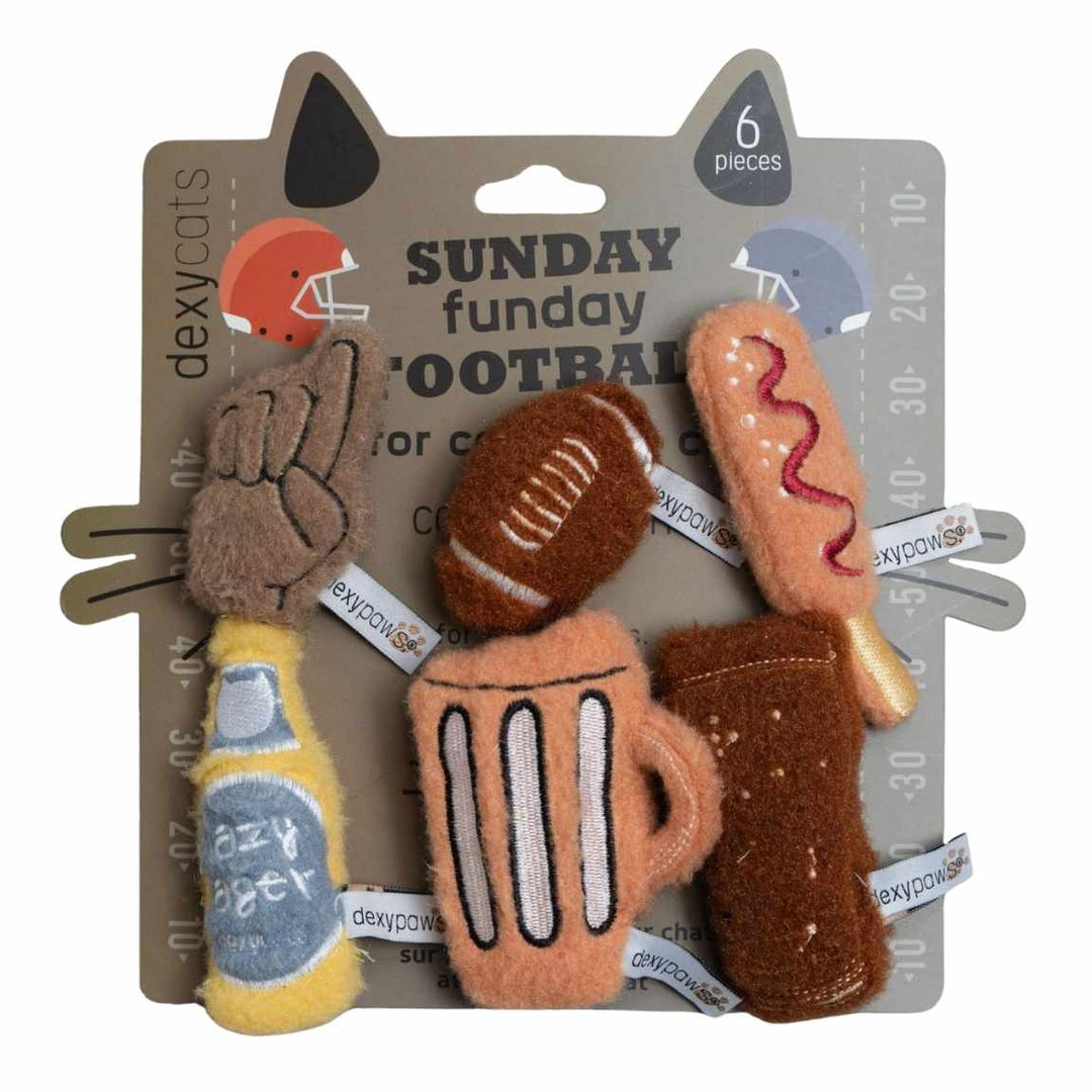 Dexypaws - Ensemble De 6 Jouets sur Le Thème Du Football du Dimanche avec Herbe à Chat - Jouet en Peluche pour Chats