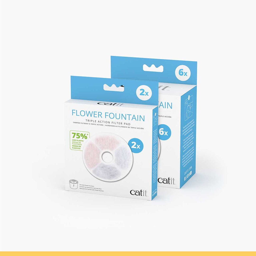 Catit - Filtres Triple Action à Moins de Plastique pour Abreuvoir à Fleur - Accessoire pour Chats
