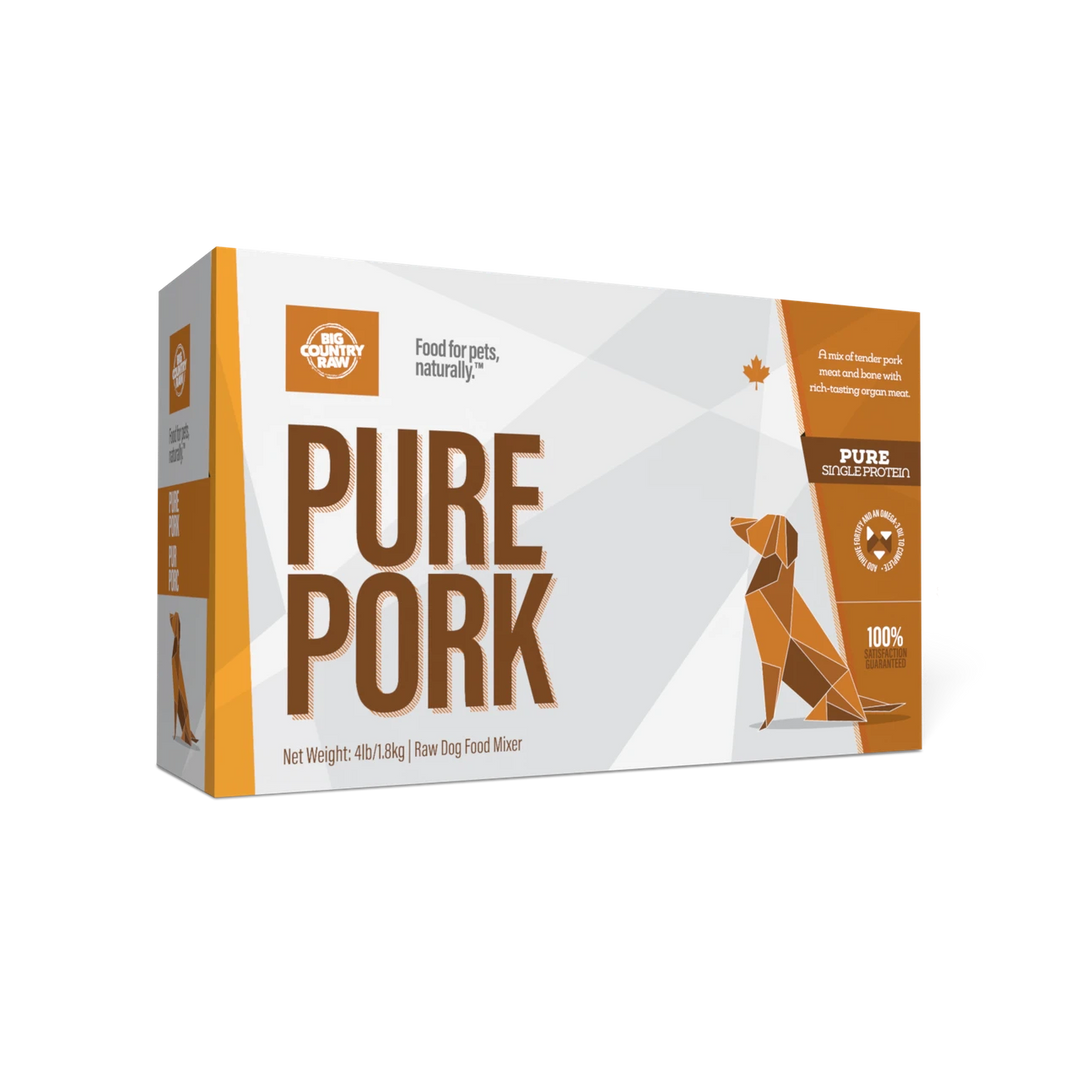 Big Country Raw - Formule Pur au Porc - Nourriture Crue Congelée pour Chiens