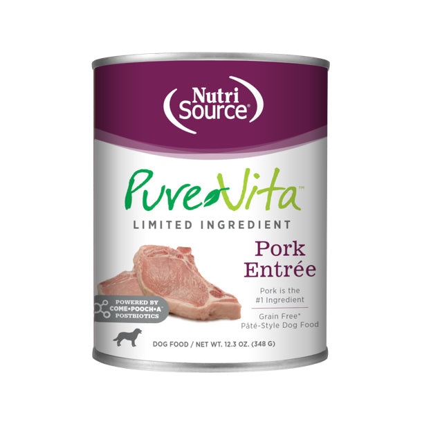 NutriSource PureVita - Pâté Porc - Nourriture Humide Sans Grains à Ingrédients Limités pour Chiens