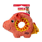 Kong - Ringaroos Cochon - Jouet Interactif en Peluche avec Couineur pour Chiens