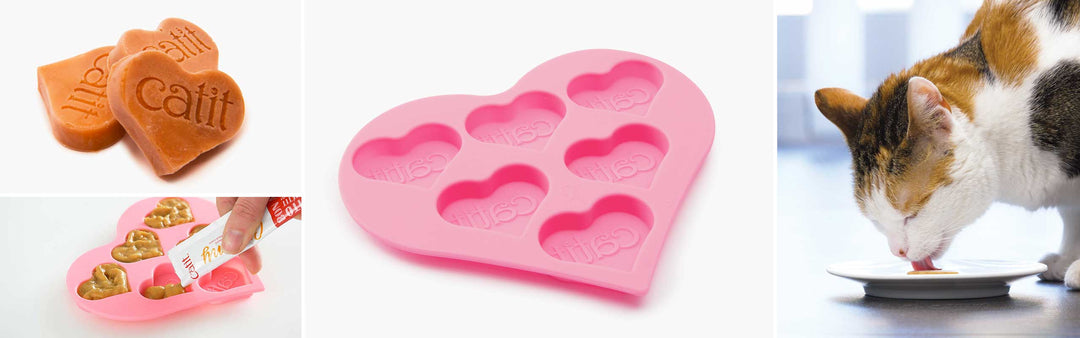Catit - Moule en Silicone en Forme de Coeur - Moule à Gâteries Glacées pour Chats