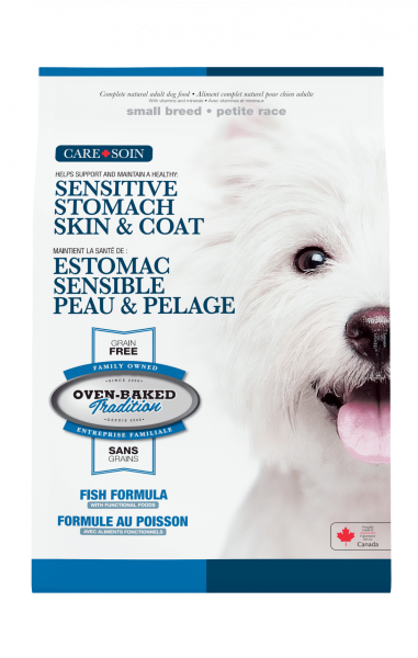 Oven-Baked Tradition - Chien Petite Race Soin Estomac Sensible et Peau & Pelage Poisson - Nourriture Sèche Sans Grains pour Chiens