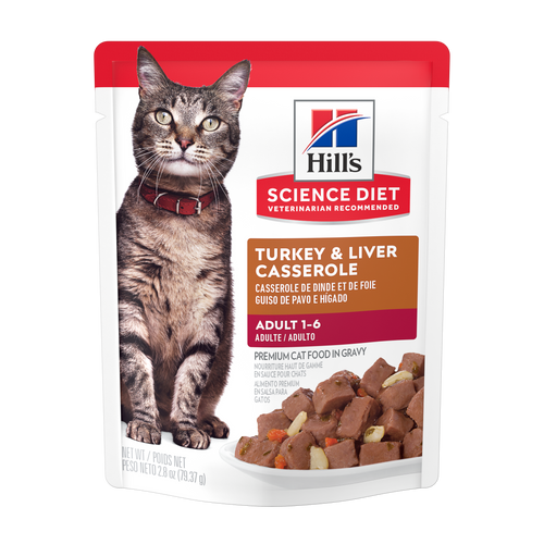 Hill's Science Diet - Chat Adulte Casserole de Dinde et Foie en Sauce - Nourriture Humide pour Chats en Sachet