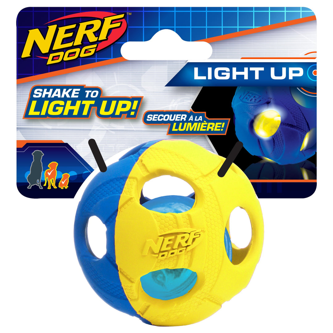 Nerf Dog - Balle à Frapper Contenant une Ampoule à DEL - Jouet à Lancer et à Rapporter pour Chiens