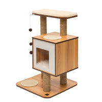Catit Vesper - Arbre à Chat - Meuble V-Base en Bois de Noyer (55.5 x 56 x 81.5 cm)