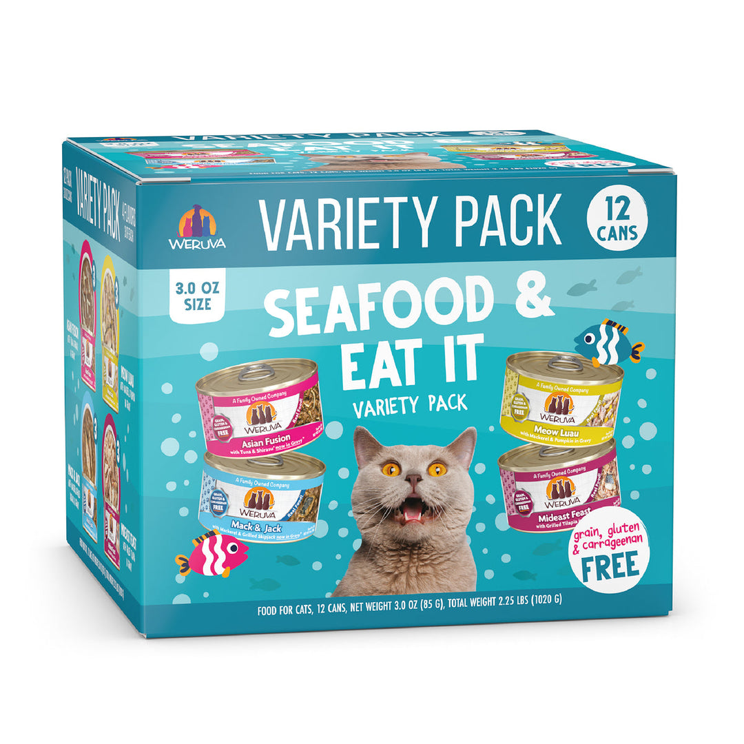 Weruva Classic - Assortiment de "Seafood & Eat It!" - Nourriture Humide Sans Grains pour Chats