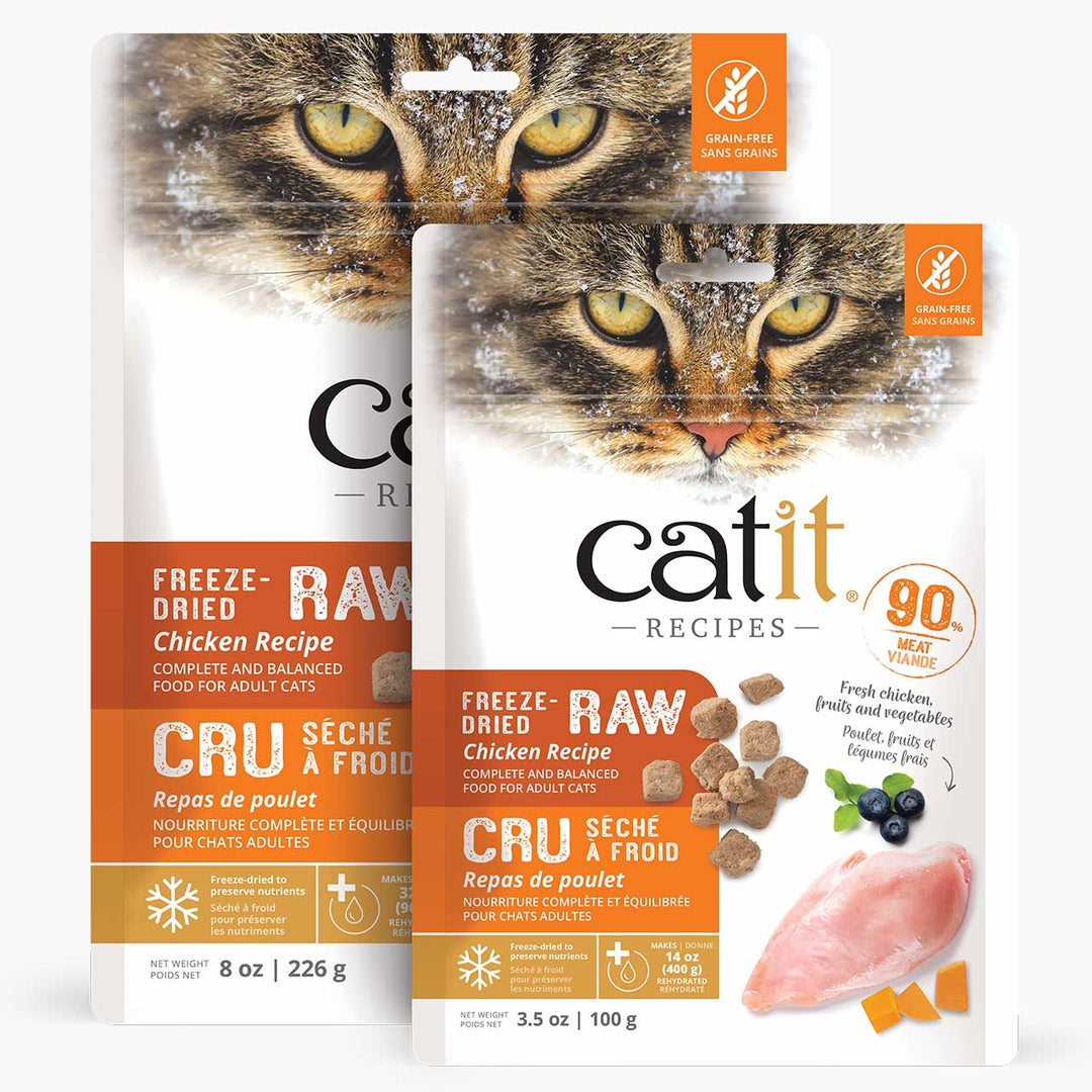 Catit Lyophilisé - Poulet avec Fruits et Légumes - Garniture ou Nourriture Sèche Sans Grains pour Chats