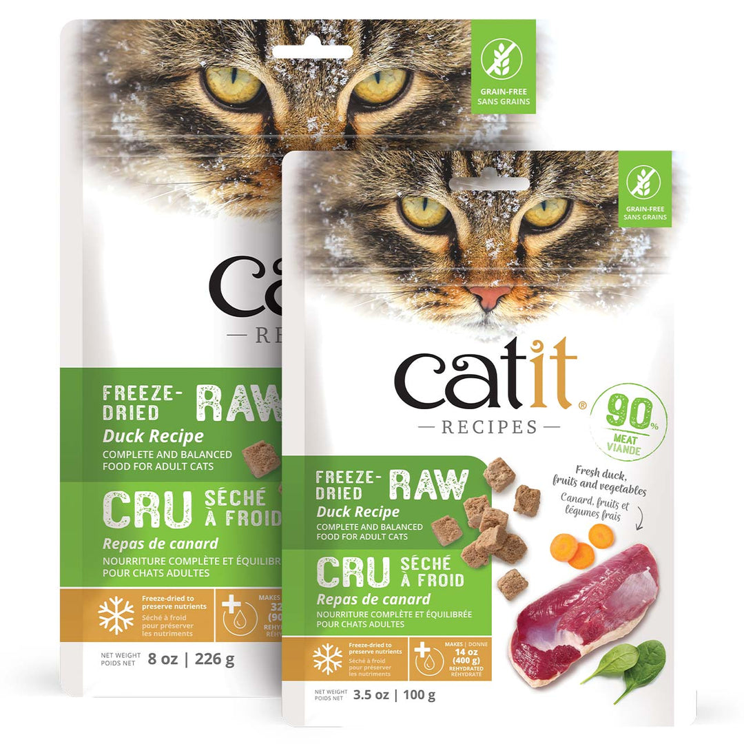 Catit - Chat Canard avec Fruits et Légumes - Garniture ou Nourriture Sèche Lyophilisée Sans Grains pour Chats