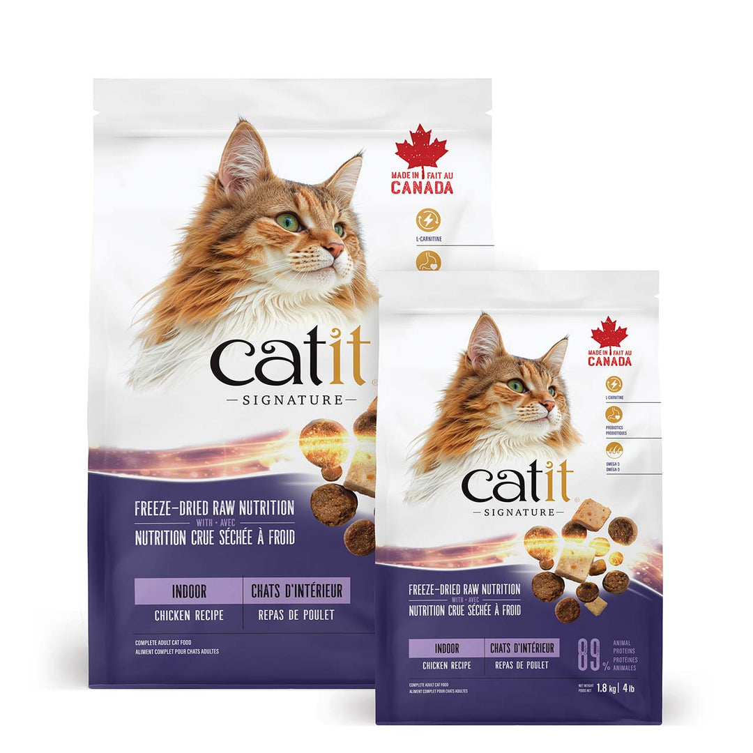 Catit Signature - Poulet - Nourriture Sèche avec Ingrédients Lyophilisés pour Chats Adultes d'Intérieur