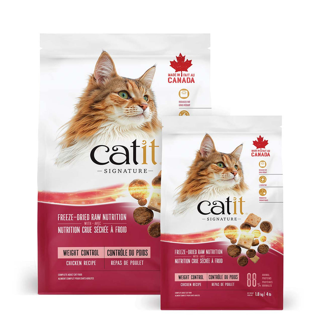 Catit Signature - Contrôle du Poids, Poulet - Nourriture Sèche avec Ingrédients Lyophilisés pour Chats Adultes