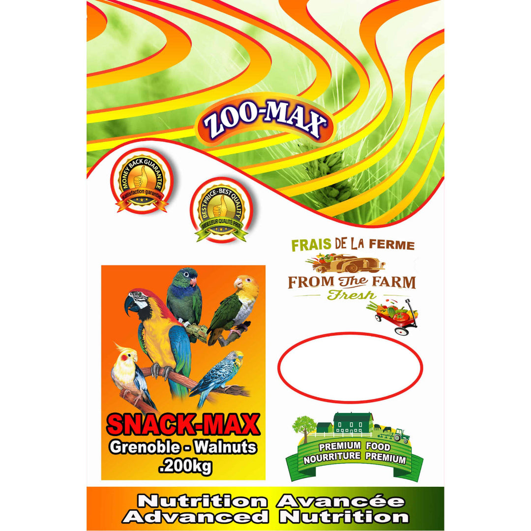 Zoo-Max Snack-Max - Noix de Grenoble Sans Écale - Gâteries pour Oiseaux