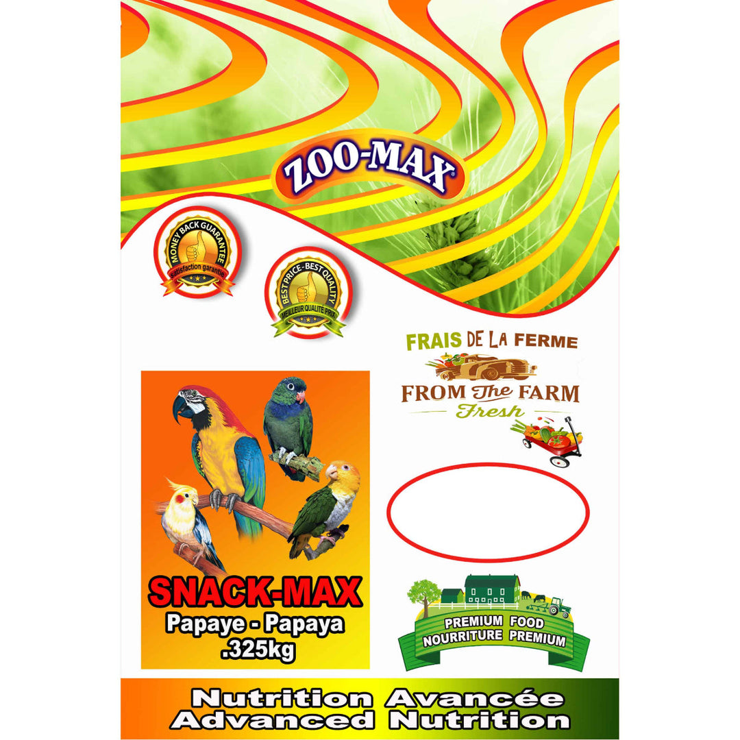 ZOO-MAX Snack-Max Gâteries Oiseaux Papaye en Dés 325g