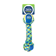 Fitness Zeus - Haltère en Corde et en TPR avec Balle de Tennis 30.5 cm - Jouet à Rapporter ou à Tirer pour Chiens