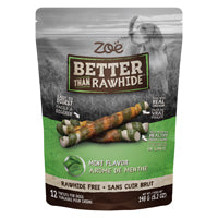 Zoë Better Than Rawhide - Bâtonnets Saveur de Menthe - Gâteries Sans Cuir Brut pour Chiens