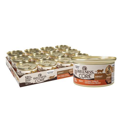 Wellness Core - Chat Pâté de Poulet, Dinde et Foie de Poulet - Nourriture Humide Sans Grains pour Chats