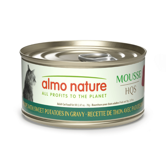 Almo Nature HQS Natural - Chat Mousse de Thon avec Patates Douces en Sauce - Nourriture Humide pour Chats