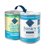 Blue Basics - Chien Poisson Blanc et Pomme de Terre à Ingrédients Limités - Nourriture Humide Sans Grains pour Chiens
