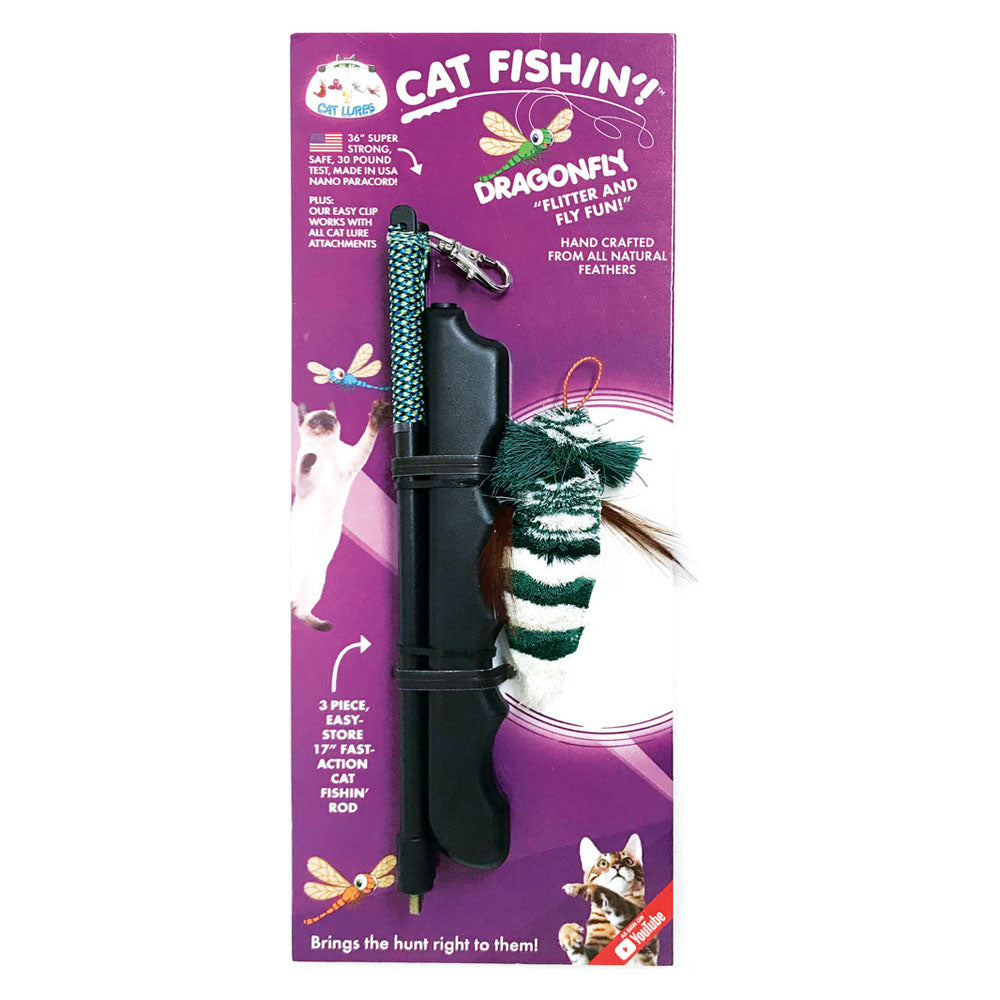 Cat Lures Cat Fishin' - Jouet Canne à Pêche avec Libellule pour Chats, 17"