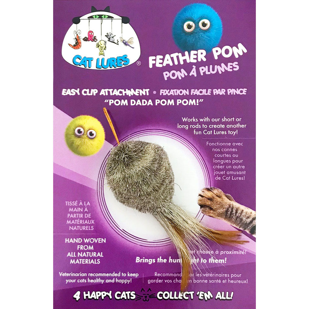 Cat Lures - Leurre avec Pompon en Plumes pour Tige Agace-Chat, 3.5" - Jouet pour Chats