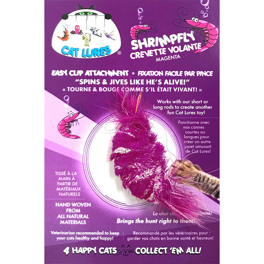 Cat Lures - Leurre Crevette Magenta pour Tige Agace-Chat, 3" - Jouet pour Chats