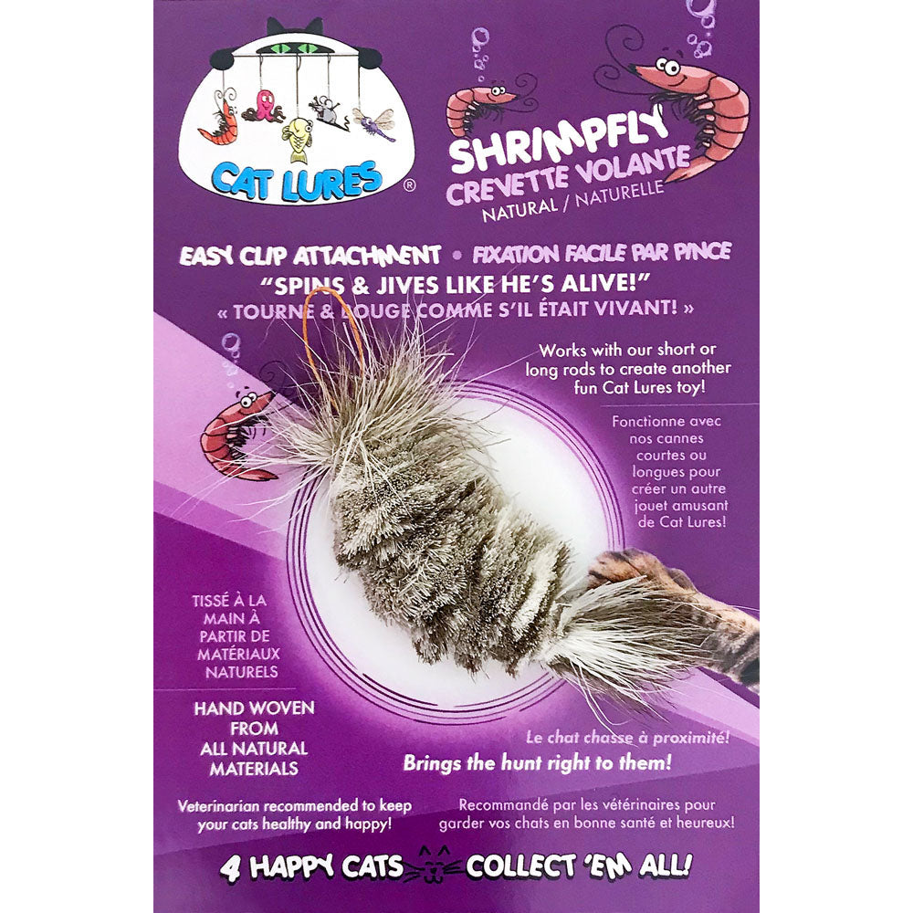 Cat Lures - Leurre Crevette Naturelle pour Tige Agace-Chat, 3" - Jouet pour Chats