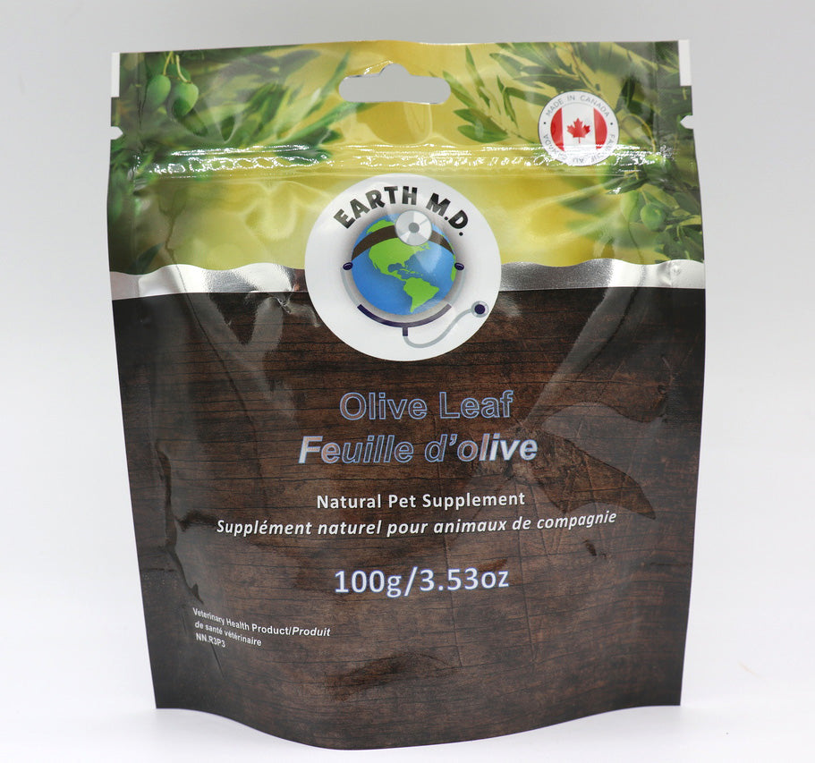 Earth MD - Feuille d'Olivier en Poudre - Supplément Naturel pour Chiens et Chats