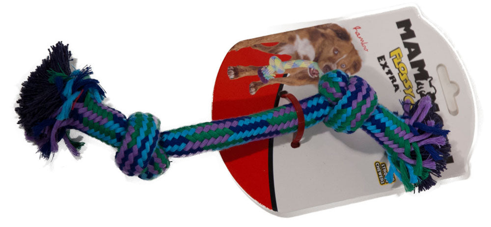 Mammoth Flossy Chews - Corde Tressée à 2 Noeuds en Forme d'Os Extra Fraîche - Jouet Interactif à Mâcher pour Chiens