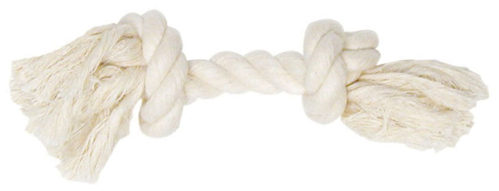 Mammoth Flossy Chews - Corde Blanche à 2 Noeuds en Forme d'Os Extra Fraîche - Jouet Interactif à Mâcher en Coton pour Chiens