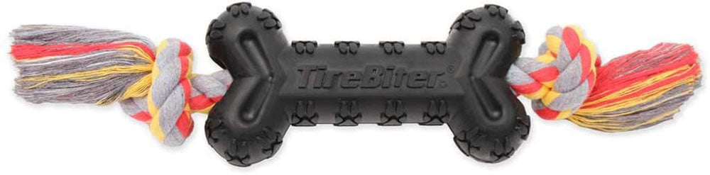 Mammoth - Os TireBiter II avec Corde 7.25" - Jouet Interactif à Mâcher pour Chiens