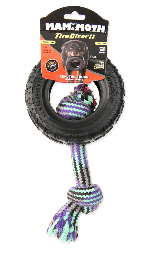 Mammoth - Jouet Interactif TireBiter II en Caoutchouc avec Corde pour Chiens