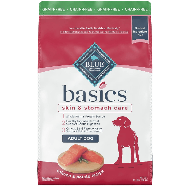 Blue Basics - Saumon et Pomme de Terre - Nourriture Sèche Sans Grains à Ingrédients Limités avec Bouchées LifeSource pour Chiens Adultes