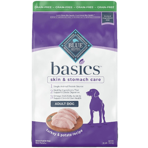 Blue Basics - Chien Adulte Dinde et Pomme de Terre - Nourriture Sèche à Ingrédients Limités Sans Grains pour Chiens