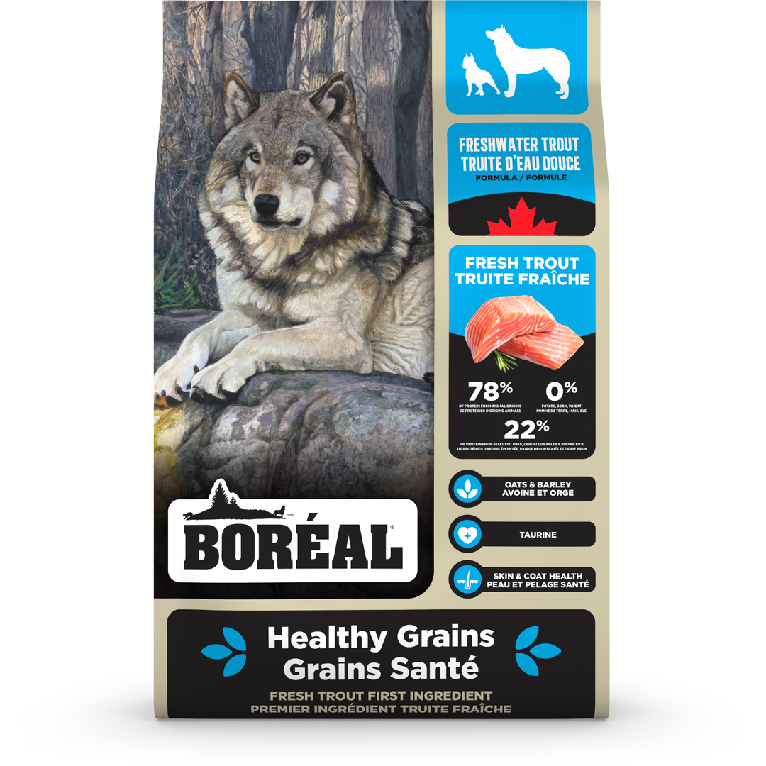 Boréal Grains Santé - Truite d'Eau Douce - Nourriture Sèche pour Chiens