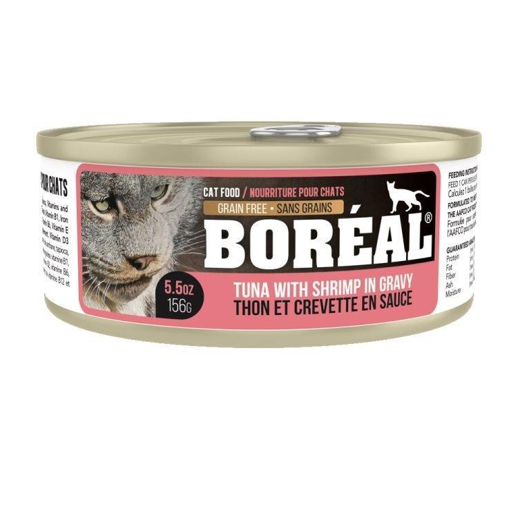 Boréal - Chat Thon Viande Rouge avec Crevette en Sauce - Nourriture Humide Sans Grains pour Chats